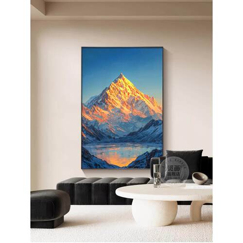 2026新款日照金山装饰画客厅沙发壁画轻奢山水风景玄关挂画砂岩画