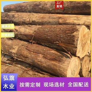 柳杉原木大口径原木棺木寿材杉木杆工地河道打桩杉木桩实木板