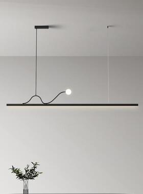 现代简约吊灯一字型餐厅吧台灯设计师办公室前台白黑色长条led灯