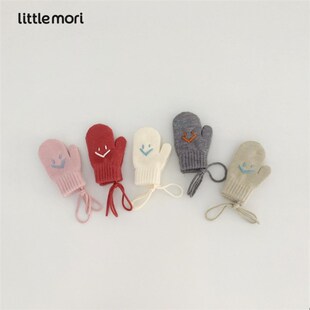 儿童手套男孩冬天加绒保暖手套女孩卡通宝宝加厚连指挂脖手套