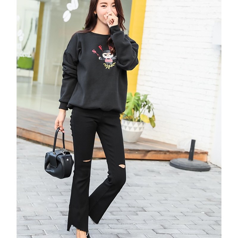 sp-68韩国魔术裤国际版破洞微喇叭2023春秋季高腰打底女裤外穿