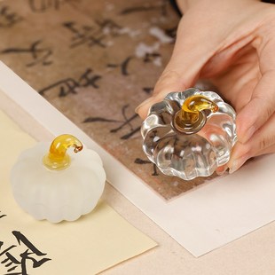 南瓜琉璃水晶玻璃镇尺毛笔书法小镇纸圆学生初学者文房四宝古风小