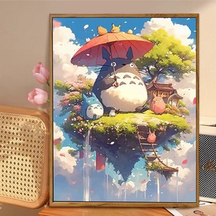 2024新款 丙烯颜料涂色宫崎骏数字油画diy填充填色手绘手工油彩画