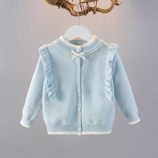 洋气宝宝外套儿童公主毛线衣秋装 2024新款 春秋款 女童毛衣针织开衫