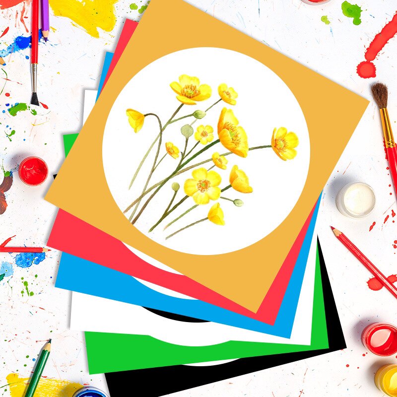 彩色边框加厚卡纸方形儿童美术手工硬卡纸绘画纸素描圆形边框卡纸