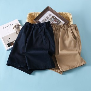 薄中小学生校服裤 夏季 子 男童女孩纯棉藏青五分中裤 儿童卡其色短裤