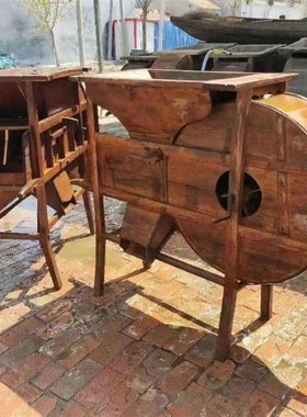 民俗怀旧老物件农耕文化旧农具辘轳木水车风车打稻机稻谷机土砻子