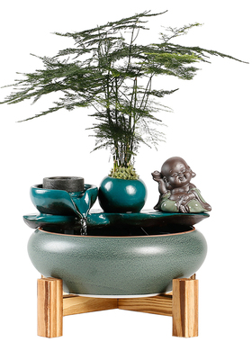 小型流水摆件招财转动摆设办公室创意开业礼品陶瓷客厅送礼品