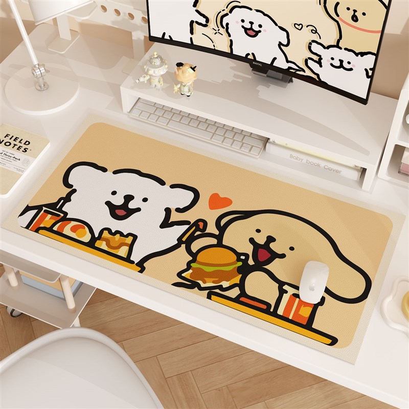 卡通小狗鼠标垫超大女生可爱笔记本电脑键盘大号定制桌垫耐脏家用