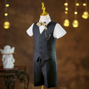 男童礼服高级感夏短袖 毕业演讲朗诵表演儿童主持人钢琴演出服六一