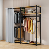衣架落地卧室挂衣架衣帽间架子组装 简易钢架衣柜 家用置物架开放式