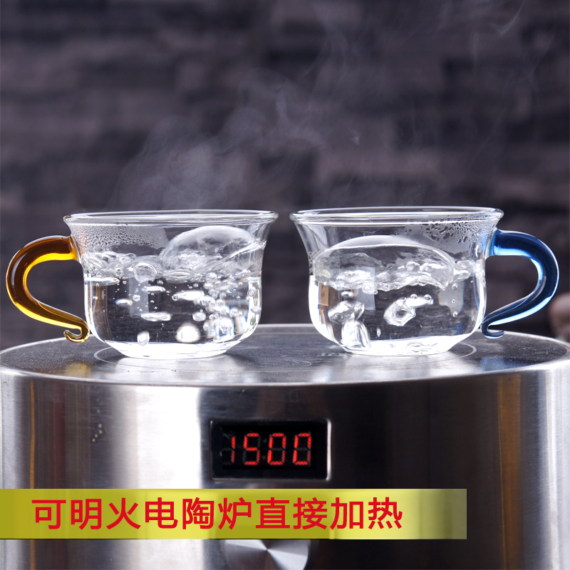 友德堂加厚耐热玻璃杯品茗杯水杯功夫小茶杯品茗小咖啡杯泡茶茶具