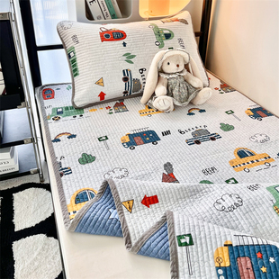 学生宿舍全棉牀盖可水洗可爱卡通夹棉绗缝防滑垫儿童纯棉牀单