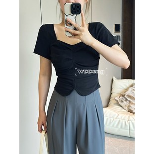 王等等微胖定制罗塔清晨长裤2023年春夏季新款显瘦真鱼骨裤子女