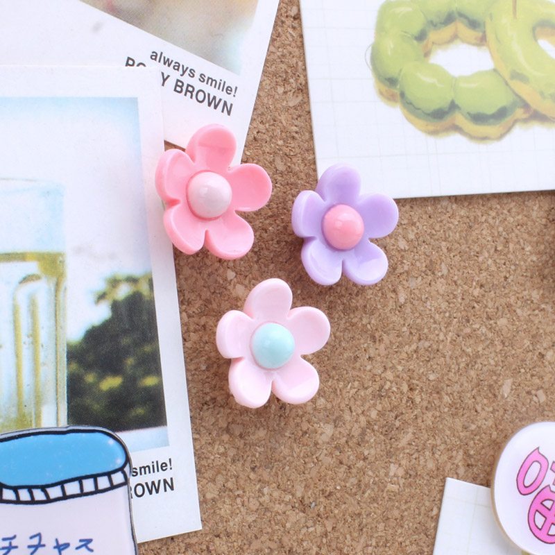 20个小雏菊装饰软木板手推塑料图钉彩色毛毡照片墙大头工字钉包邮