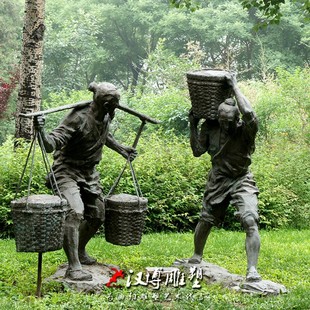 玻璃钢仿铜人物雕塑农耕打糍粑铜雕传统民俗小吃雕像古街农村景观