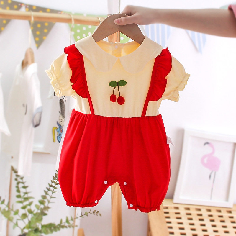 夏天婴儿百天四个月宝宝一周岁女孩衣服夏季女婴夏装婴幼儿连体衣图片