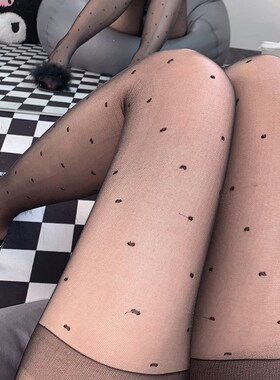 性感波点黑丝jk女薄款黑色高级丝袜连裤袜菲防勾丝光腿神器