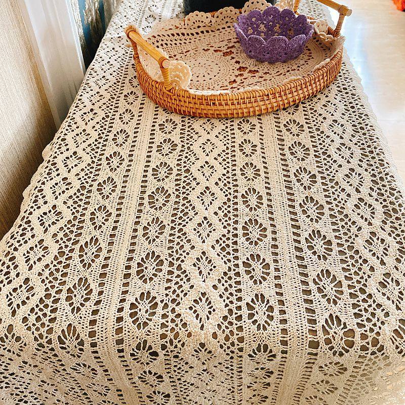 美式田园棉线钩针编织蕾丝镂空桌布茶几布桌旗电视柜鞋柜防尘盖巾,居家布艺,桌旗,淘宝优惠券,粉丝福利购,淘宝优惠卷