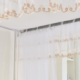 升降加厚拉绳导轨家用双人宫廷1.8M蚊帐 免钉墙落地款 新品