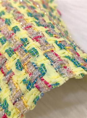 夏日LEMON园 香香家同源小香风手工坊 明黄色粗花呢面料