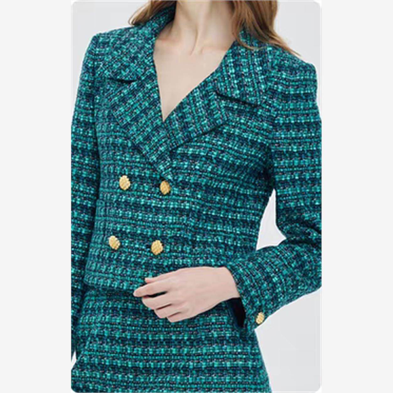 现货2米起售 国外绿色小香风面料粗花呢 银丝线编织 春秋连衣裙套,纺织面料/辅料/配套,面料/布类,淘宝优惠券,粉丝福利购,淘宝优惠卷