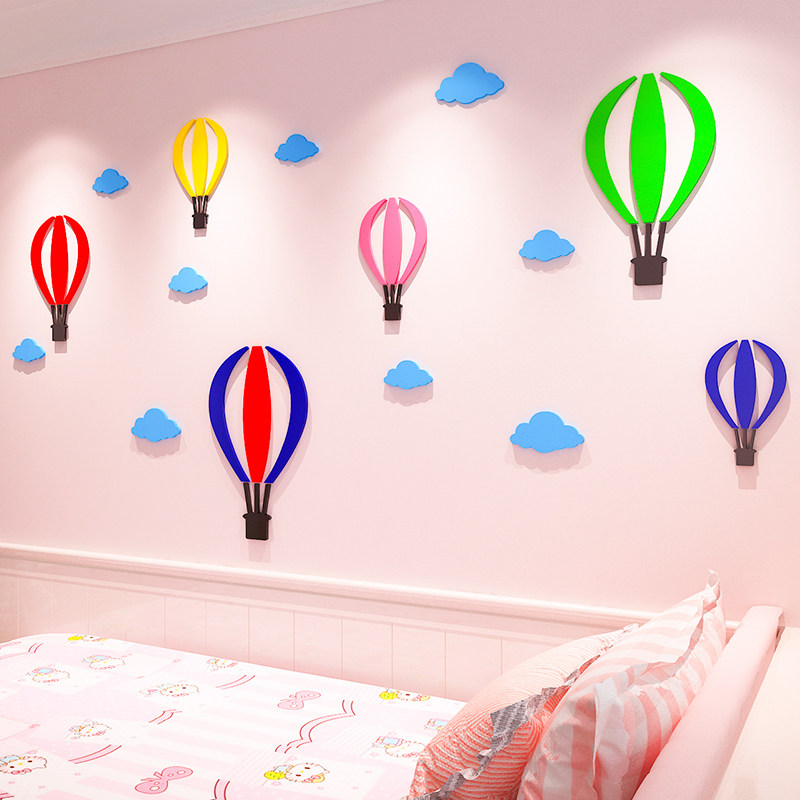 热气球3d立体墙贴画客厅卧室儿童房间沙发电视背景墙面贴纸装饰品