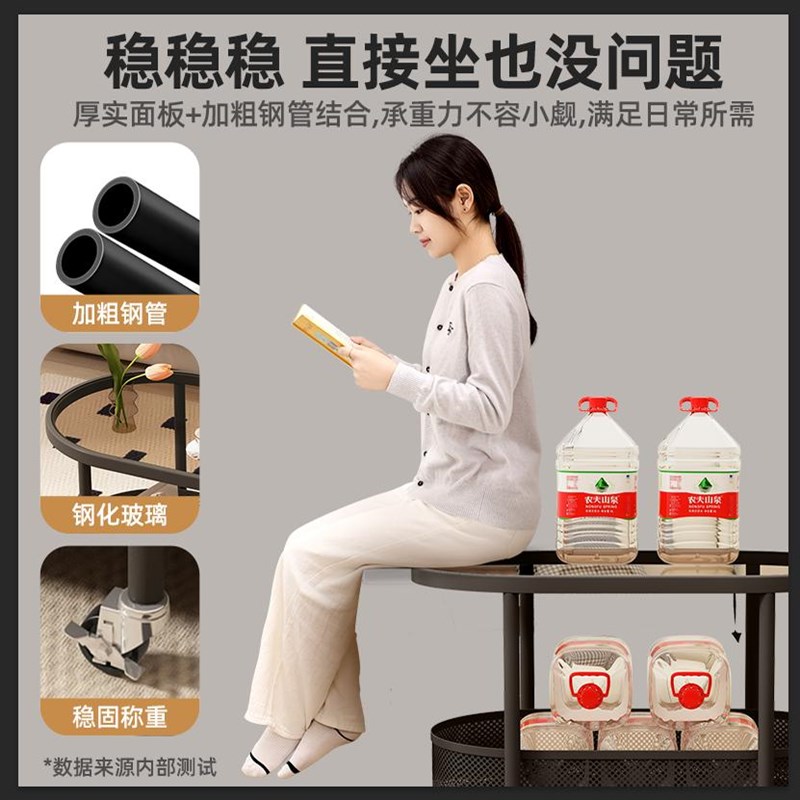 可移动沙发边几钢化防爆玻璃茶几小桌子床头侧边边柜小户型小推车