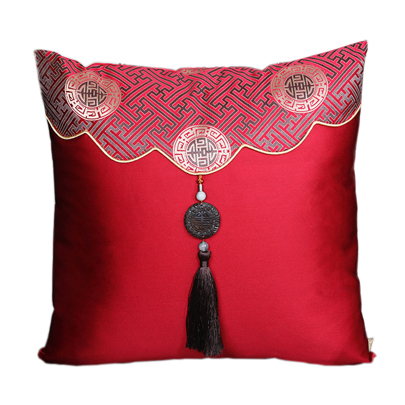 艺必旭 中式古典沙发田园流苏靠垫靠背 抱枕办公室靠枕创意靠包