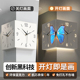 蝴蝶双面转角挂钟家用客厅墙面拐角时钟免打孔墙角壁钟led壁画灯