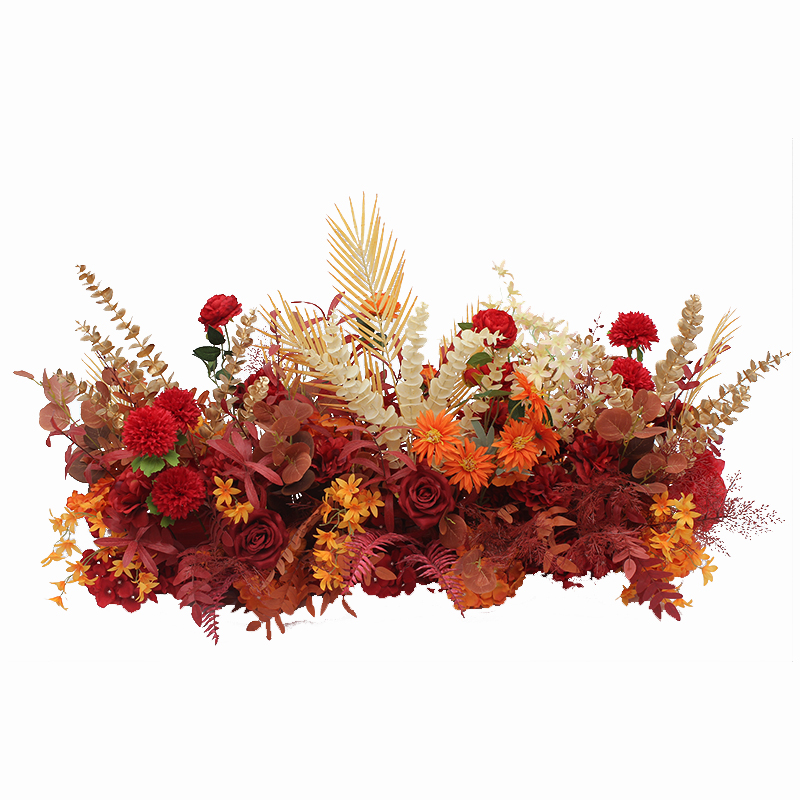 新款婚庆大款地排花仿真绢花成品装饰尤加利花排T台路引婚礼花艺