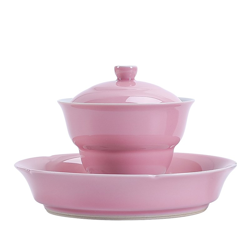 柿树三才盖碗个人家用防烫大号泡茶碗带盖单个功夫手抓壶陶瓷茶碗