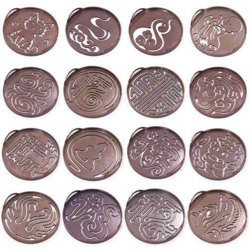 纯黄铜紫铜色9厘米复古色大香篆福运双耳香薰炉打拓铜模具紫铜色