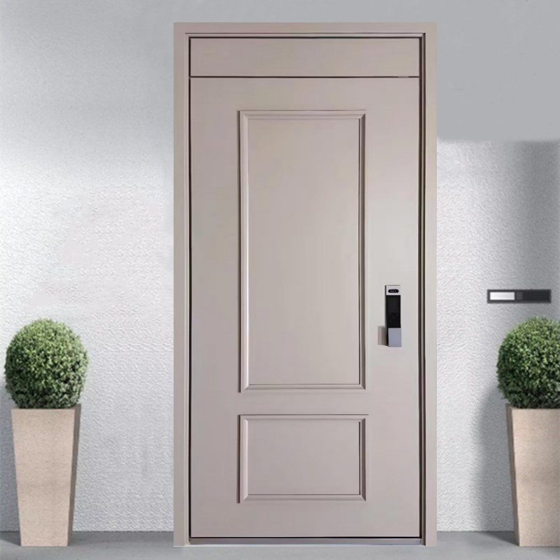 奶油风入户防盗门家用 甲级 指纹锁子母门进户门安全门锌合金大门
