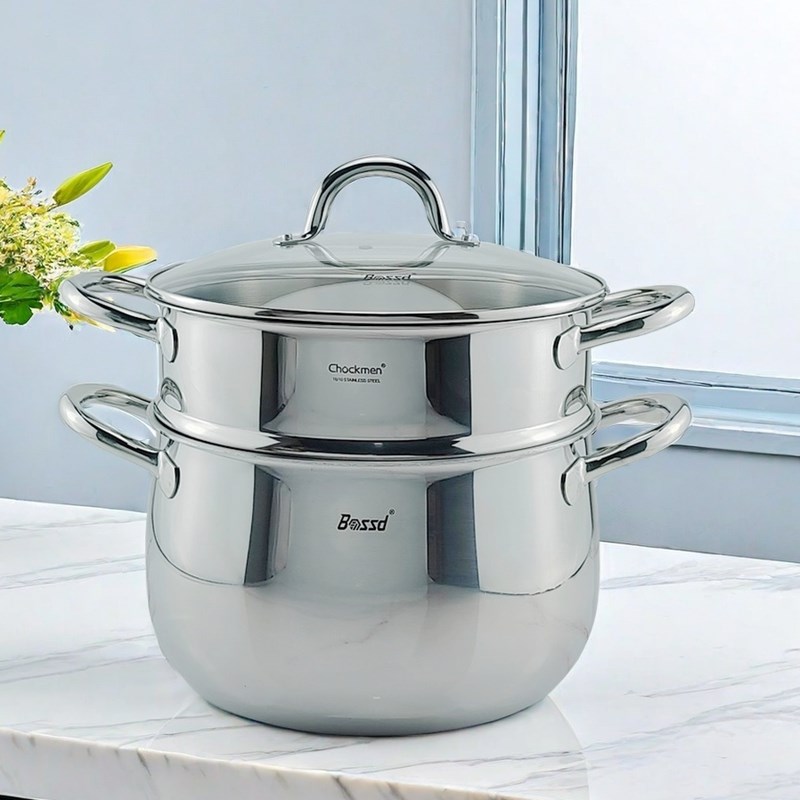 BOSSD18-10不锈钢蒸锅笼格屉垫片30炖煮煲粥汤锅加厚三层钢2cm