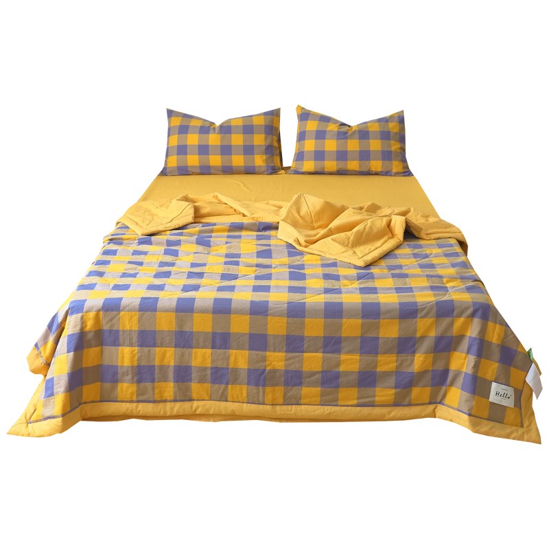 莫凡家纺类色织水洗夏凉被四件空调儿童薄被抗菌可机洗三件