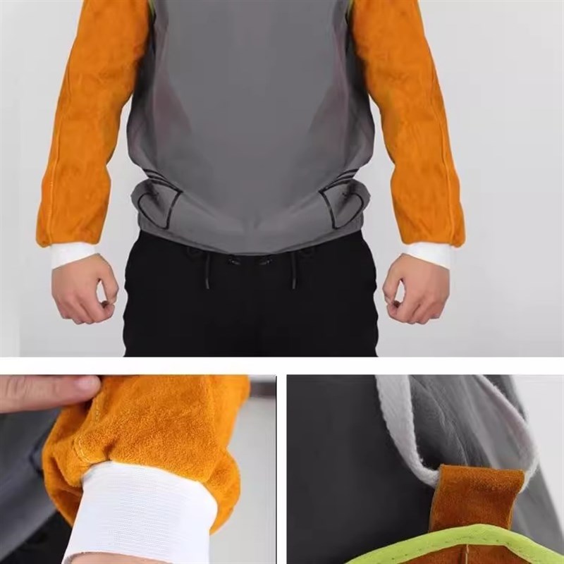 电焊牛皮护袖隔热防烫焊接焊工耐高温工作防护加长防火星劳保袖