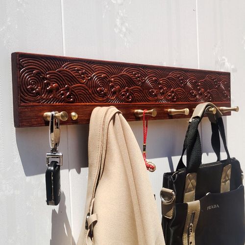 新款花梨木挂衣钩刺猬紫檀粘钩挂衣架实木壁挂黄铜长排钩衣帽架