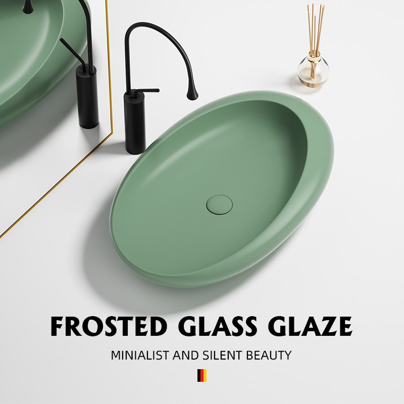法式创意奶油风台上盆蛋形洗手盆阳台陶瓷洗脸盆艺术盆墨绿色黑色