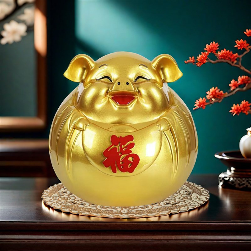 202年新款金猪存钱罐招财创意储蓄罐大容量只进不出儿童钱罐摆件