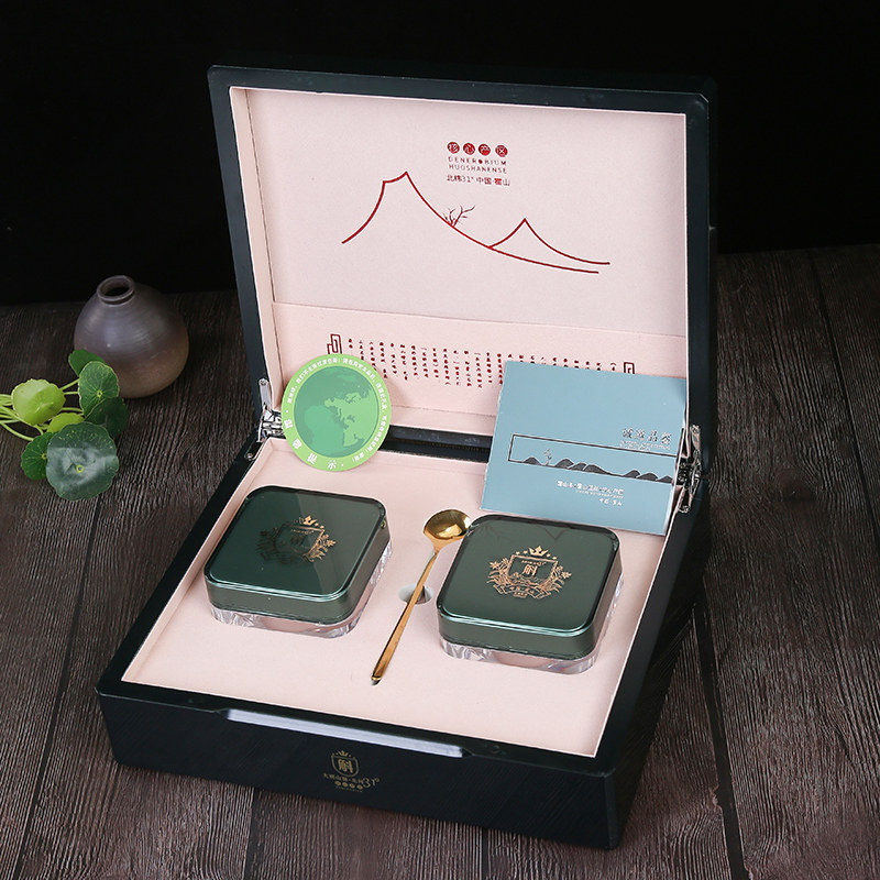 高档铁皮石斛礼盒两瓶50克装水晶瓶亮光烤漆礼品盒米斛包装盒空盒