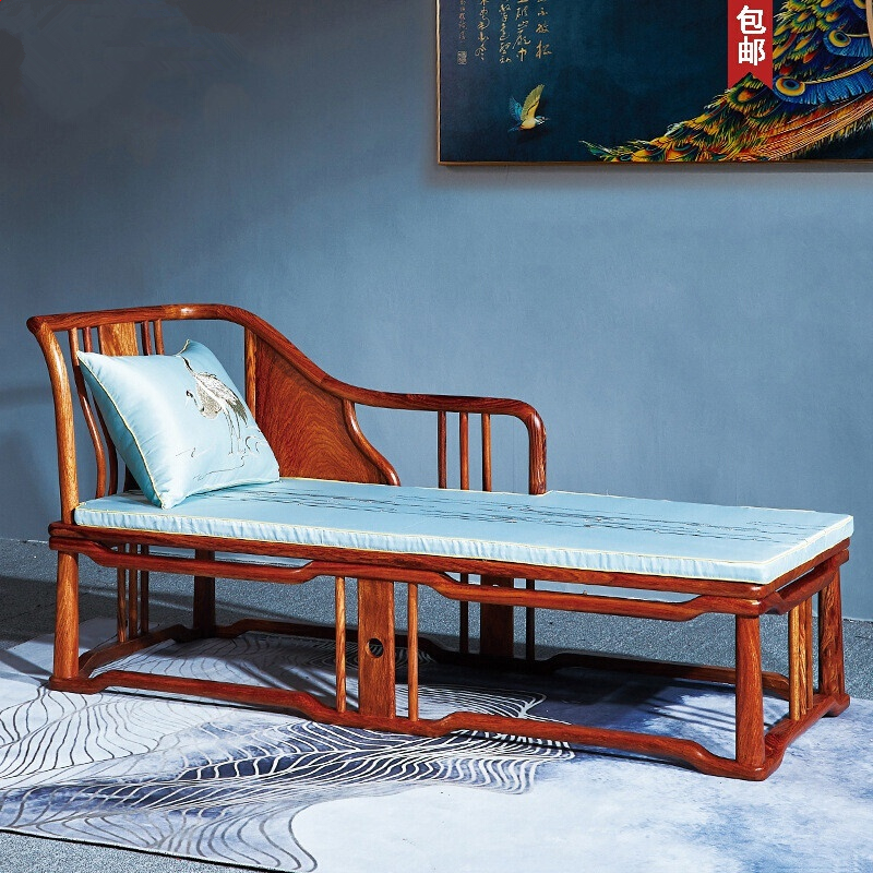 红木家具刺猬紫檀贵妃床花梨木贵妃椅中式仿古实木单人沙发美人榻