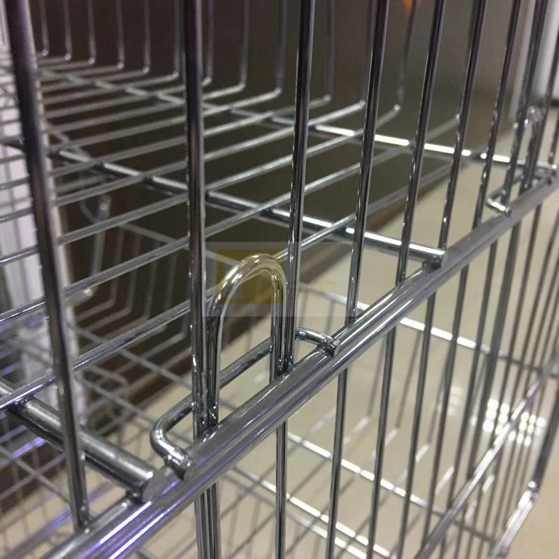 电镀促销车货架 金属商超货架 斜口篮货架 镀铬超市货架 促销叠笼