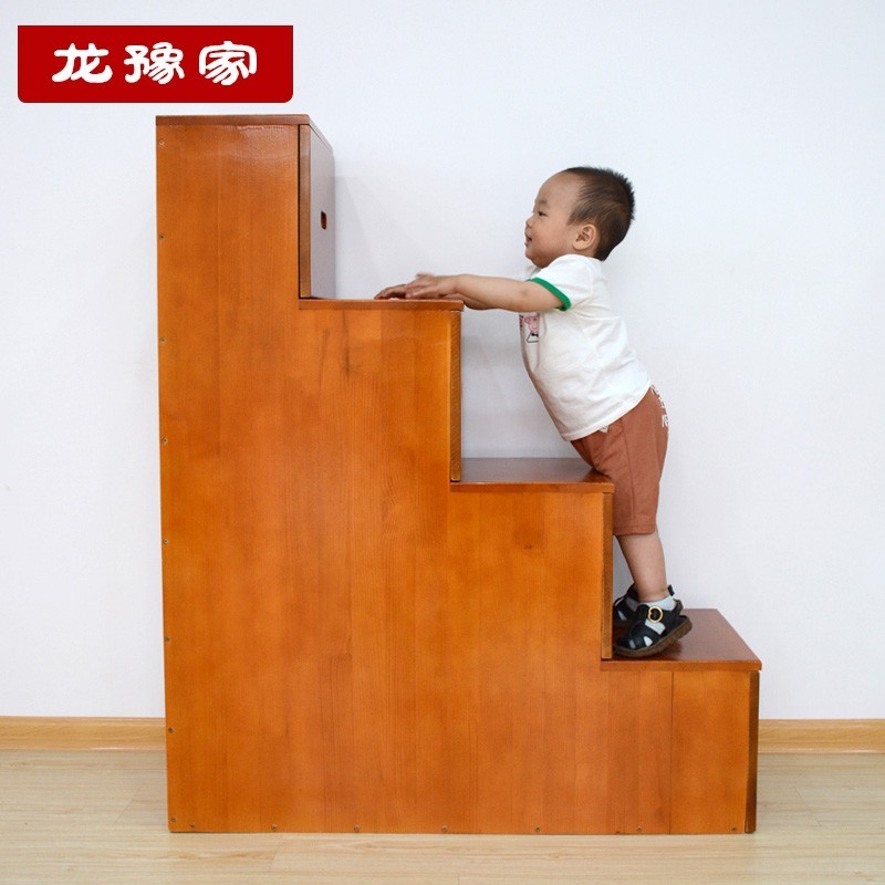 抽屉式储物柜多功能上下床储物柜收纳柜实木儿童柜梯子台阶梯单个