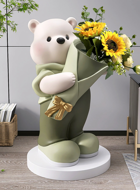 大型熊客厅落地摆件家居装饰品玄关电视柜旁花瓶搬家乔迁新居礼品