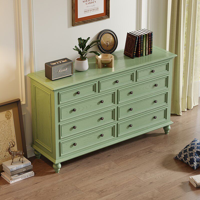 美式乡村实木九斗柜客厅靠墙抽屉储物柜子玄关柜收纳柜卧室电视柜