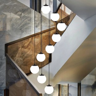 楼梯长吊灯别墅旋转loft公寓挑高客厅楼梯间灯复式楼大楼梯灯吊灯