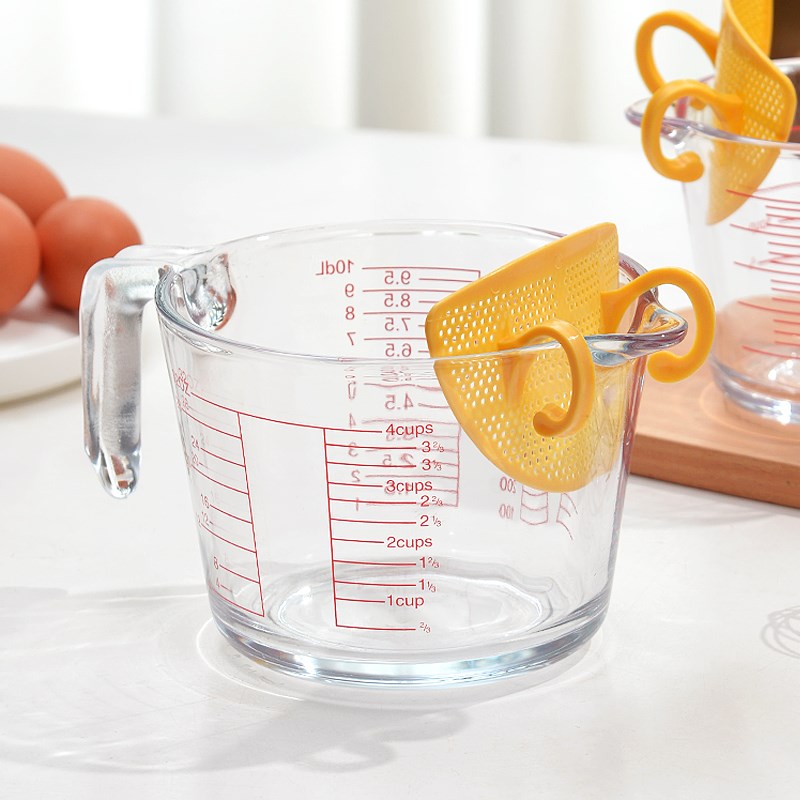 打蛋碗淘米神器玻璃鸡蛋液过滤碗烘焙过滤量杯多功能淘米过滤器