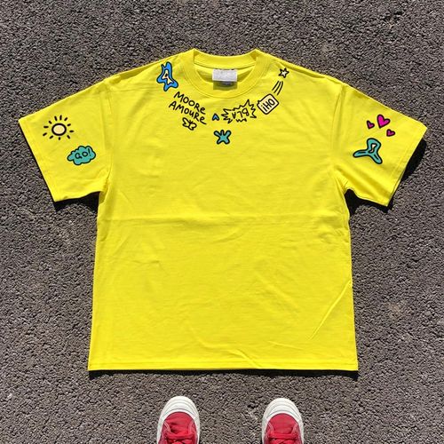 王有病工作室 10年老店!创意简约拼接设计感短袖T恤桃粉色柠檬黄