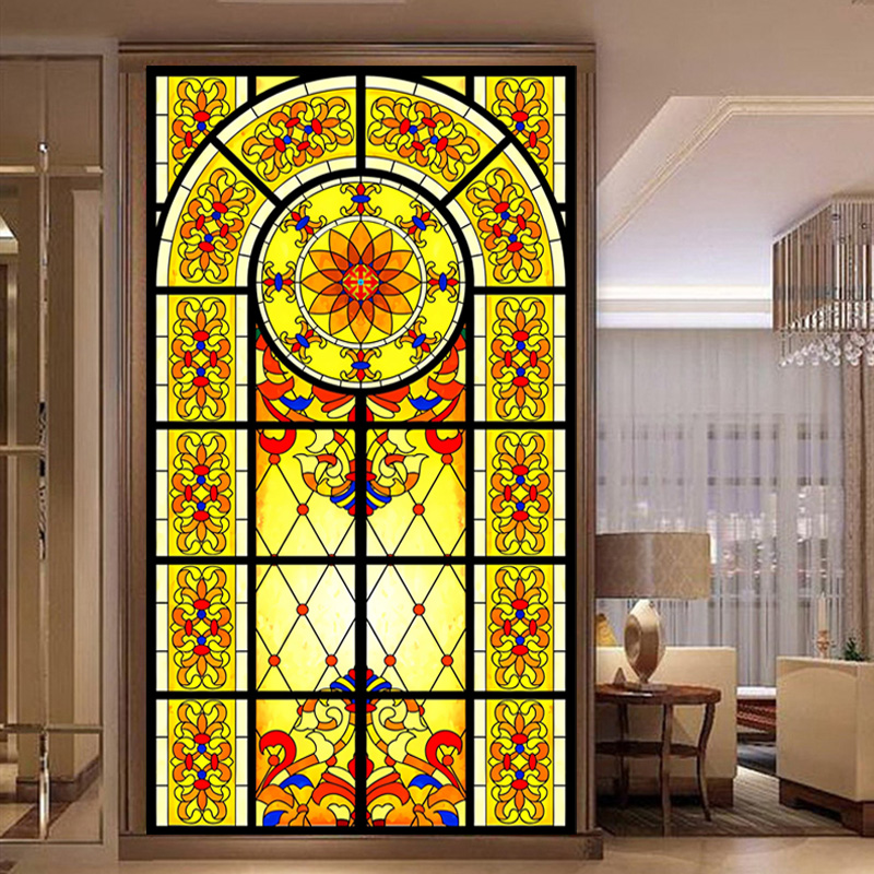 定制欧式彩色玻璃贴膜 阳台客厅窗户透光移门不透明彩色磨砂贴纸